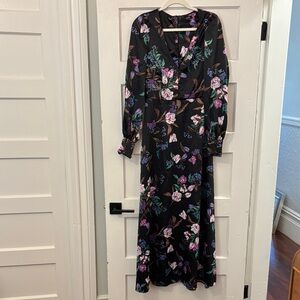 AFRM Black Maxi Dress with Floral Patterns